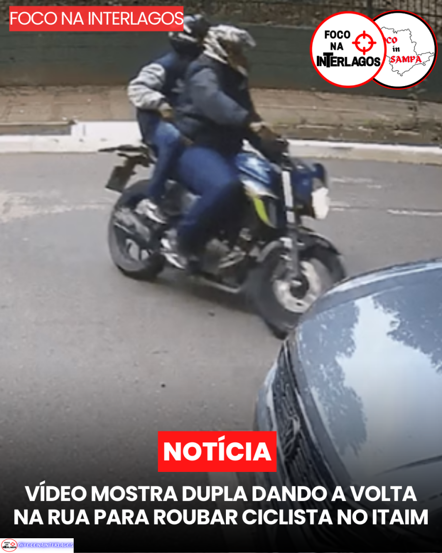 Vídeo mostra dupla dando a volta na rua para roubar ciclista no Itaim